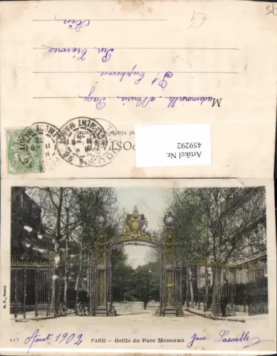 459292,Glitzer Ak Ile-de France Paris Grille du Parc Monceau