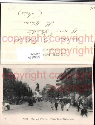 462209,Ile-de-France Paris Rue du Temple Place Republique Straßenansicht