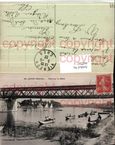 462282,Ile-de-France Essonne Juvisy-Draveil Pont sur la Seine Brücke Boote