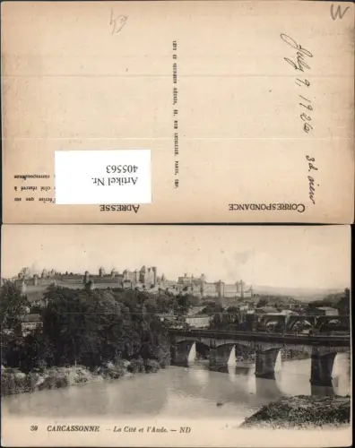 405563,Languedoc-Roussillon Aude Carcassonne La Cite et l'Aude Totale Fluss Brücke