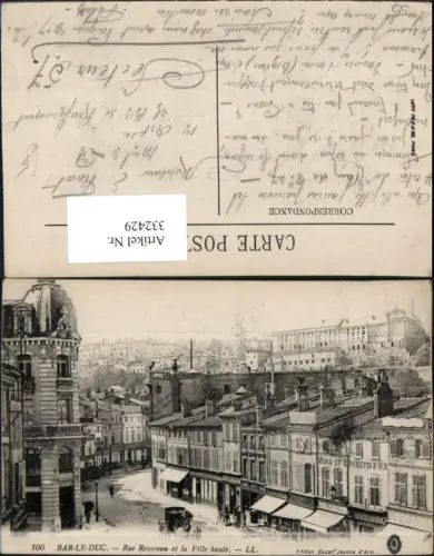 332429,Lothringen Meuse Bar-le-Duc Rue Rousseau et la Ville haute Teilansicht