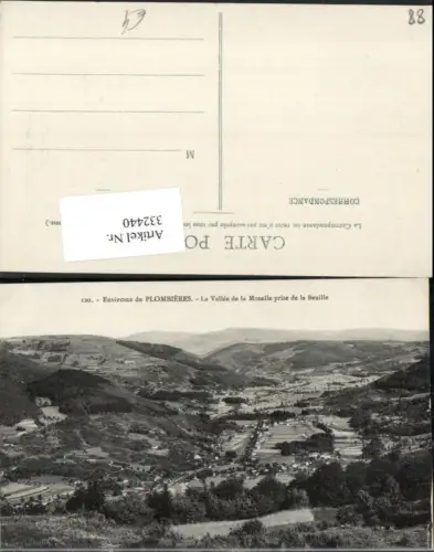 332440,Lothringen Vosges Plombieres La Vallee de la Moselle prise de la Beuille Totale