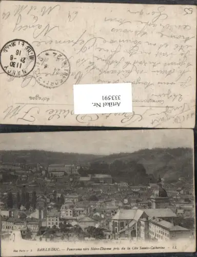 333591,Lothringen Meuse Bar-le-Duc Panorama vers Notre-Dame pris de la Cote Sainte-Catherine Totale
