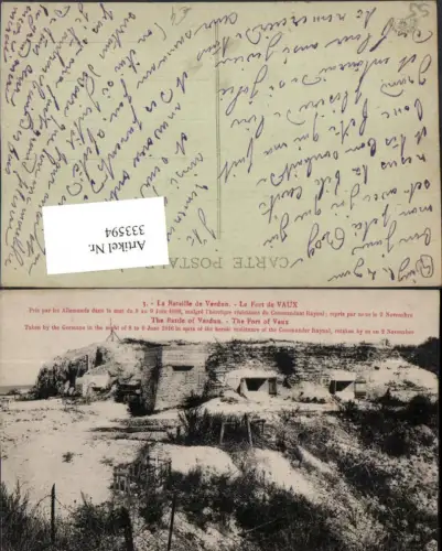 333594,Lothringen Meuse La Bataille de Verdun Le Fort de Vaux Festung