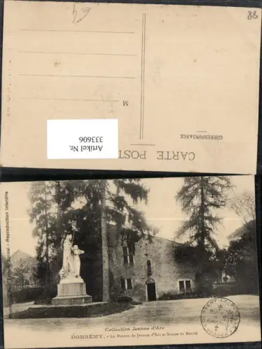 333606,Lothringen Vosges Domremy Maison de Jeanne d'Arc et Statue de Mercie Haus Denkmal