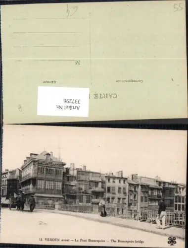 337296,Lothringen Meuse Verdun avant Le Pont Beaurepaire The Beaurepaire bridge Brücke Kutsche
