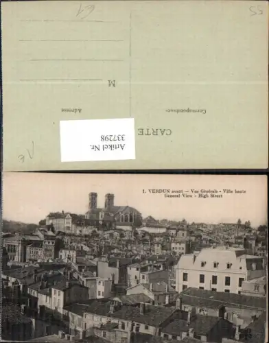 337298,Lothringen Meuse Verdun avant Vue Generale Ville haute General View High Street