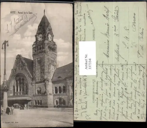 337334,Lothringen Moselle Metz Portail de la Gare Bahnhof