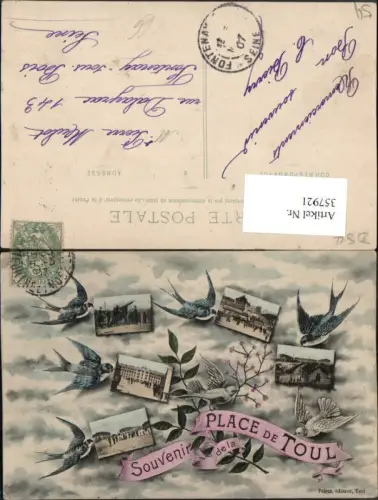 357921,Lothringen Meurthe-et-Moselle Place de Toul Kaserne Mehrbildkarte Schwalben