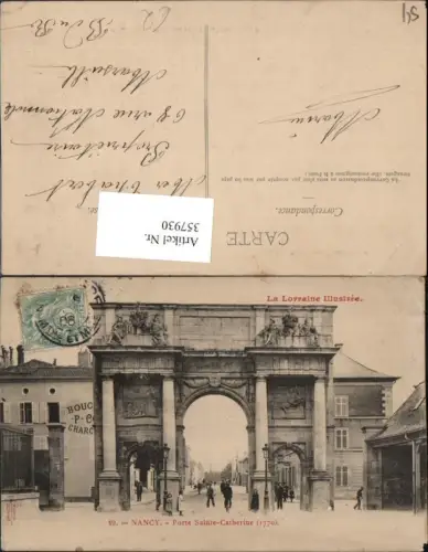 357930,Lothringen Meurthe-et-Moselle Nancy Porte Saint-Catherine Tor Bogen Straßenansicht