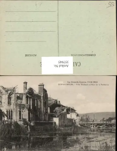 357945,Lothringen Meuse Dun-sur-Meuse Villa Thiebault et Pont Paillette Zerstörung