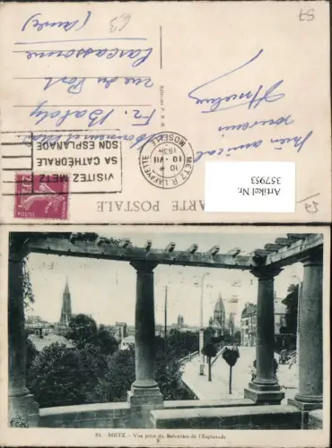 357953,Lothringen Moselle Metz Vue prise du Belvedere de l'Esplanade Teilansicht