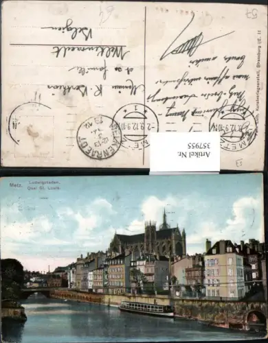 357955,Lothringen Moselle Metz Quai St. Louis Ludwigstaden Teilansicht Kirche