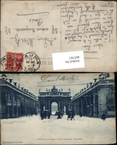 405707,Lothringen Meurthe-et-Moselle Nancy sous la Neige Arc de Triomphe Triumphbogen