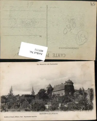 405711,Lothringen Meurthe-et-Moselle Manonville Woevre Schloss Kirchenturm