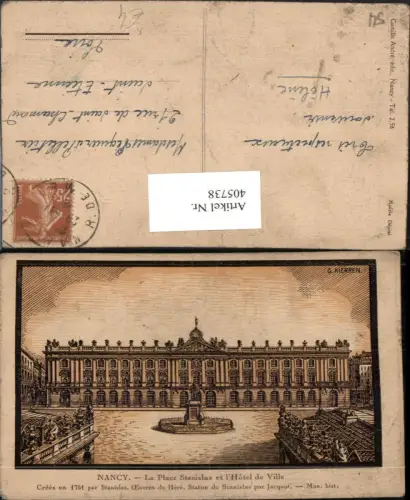 405738,Künstler AK G. Kierren Lothringen Meurthe-et-Moselle Nancy Hotel de Ville Rathaus