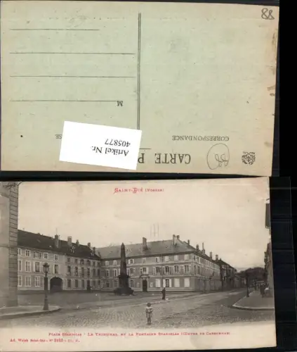 405877,Lothringen Vosges Saint-Die Place Stanislas Le Tribunal et la Fontaine Stanislas