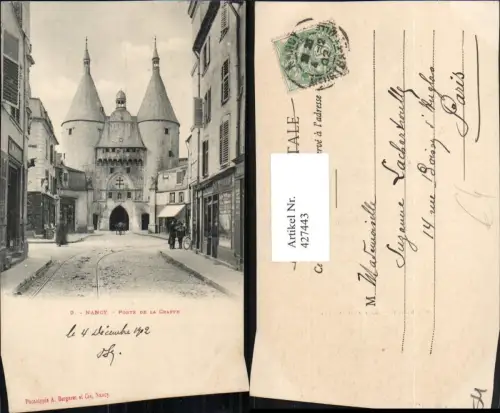 427443,Lothringen Meurthe-et-Moselle Nancy Porte de la Craffe Tor Straßenansicht Türme