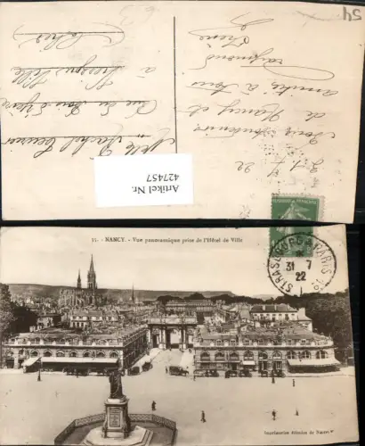 427457,Lothringen Meurthe-et-Moselle Nancy Vue panoramique prise de l'Hotel de Ville Denkmal