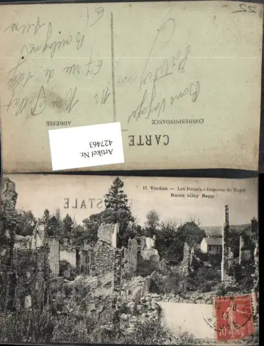 427463,Lothringen Meurthe-et-Moselle Verdun Les Ruines Impasse de Repp Ruine