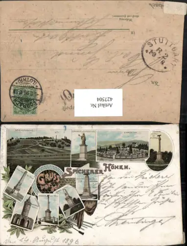 427504,Litho Lothringen Moselle Spicherer Höhen Ehrenthal Denkmäler Mehrbildkarte