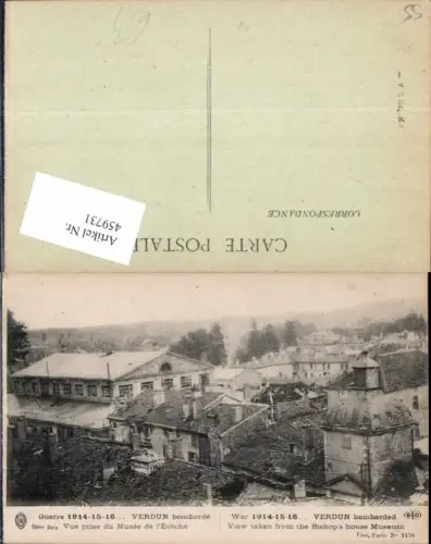 459731,Lothringen Meuse Verdun Vue prise du Musee de l Eveche Bombarded Zerstörte Häuser
