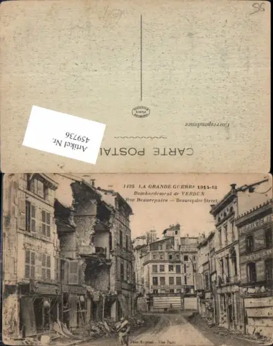 459736,Lothringen Meuse Bombardement de Verdun Rue Beaurepaire Zerstörte Gebäude