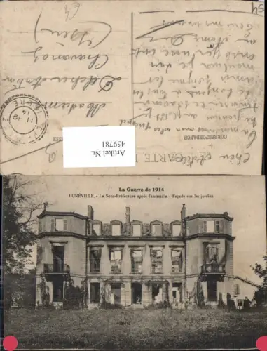 459781,Lothringen Meurthe-de-Moselle Luneville La Sous Prefecture apres l incendie Zerstörtes Haus