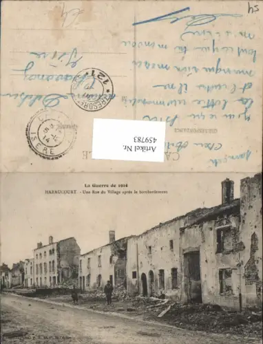 459783,Lothringen Meurthe-de-Moselle Haraucourt Une Rue du Village bombarded Zerstörte Häuser