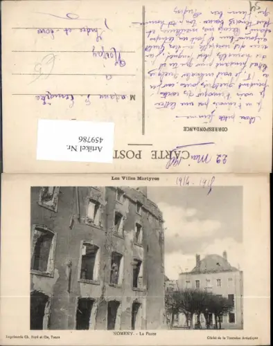 459786,Lothringen Meurthe-de-Moselle Nomeny La Poste Post Zerstörtes Gebäude