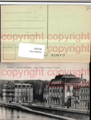 462481,Lothringen Meuse Verdun Quai Republique Cercle Militaire et Banque Bank