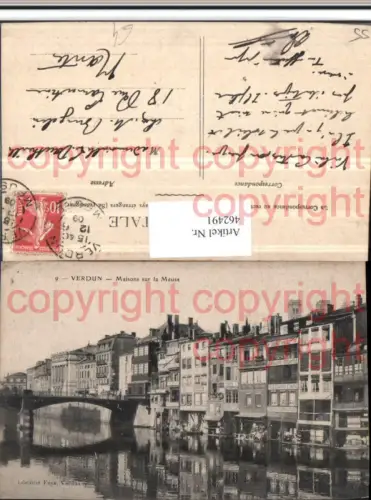 462491,Lothringen Meuse Verdun Maisons sur la Meuse Häuser Brücke
