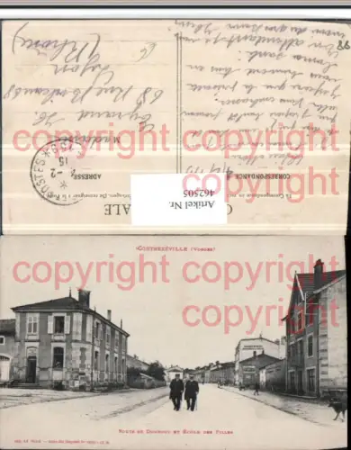 462505,Lothringen Vosges Contrexeville Route Dombrot et Ecole Filles Schule