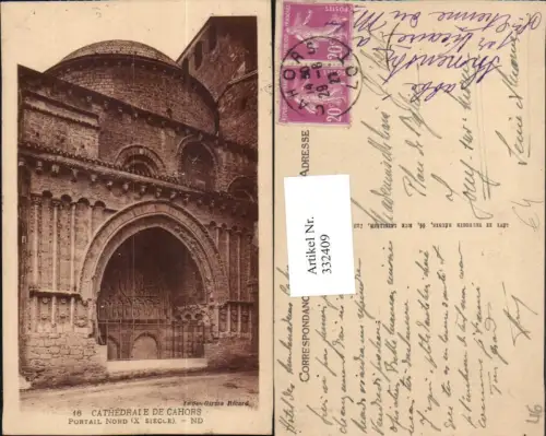 332409,Midi-Pyrenees Lot Cathedrale de Cahors Portail Nord Kirchenportal