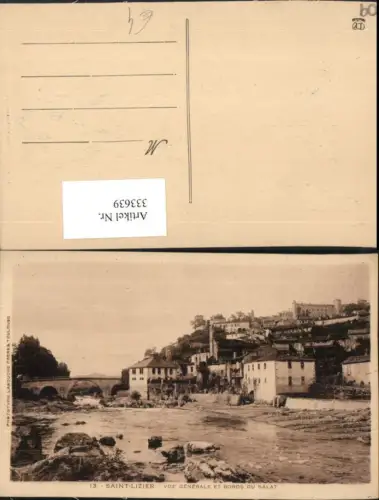 333639,Midi-Pyrenees Ariege Saint-Lizier Vue Generale et Bords du Salat Teilansicht Brücke