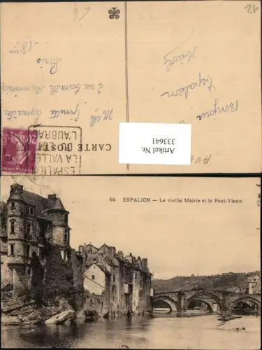 333641,Midi-Pyrenees Aveyron Espalion La vieille Mairie et le Pont-Vieux Brücke