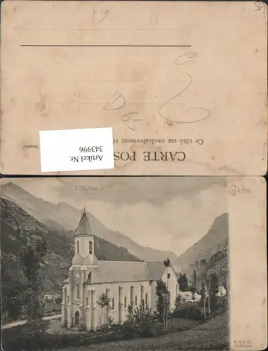343996,Midi-Pyrenees Hautes-Pyrenees Gedre L'Eglise Kirche Bergkulisse