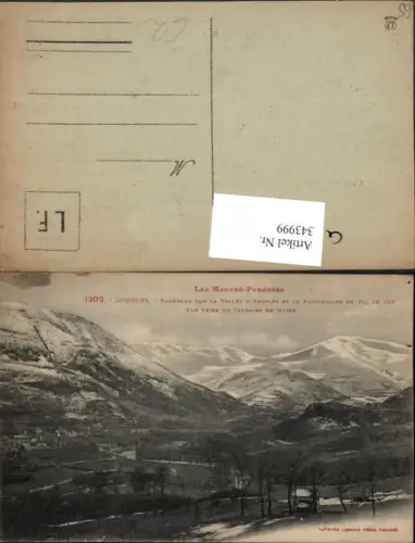 343999,Midi-Pyrenees Hautes-Pyrenees Lourdes Panorama sur la Vallee Argeles Bergkulisse