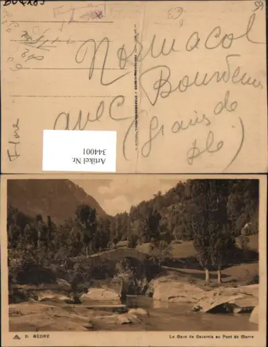 344001,Midi-Pyrenees Hautes-Pyrenees Gedre Le Gave de Gavarnie au Pont de Berre Brücke
