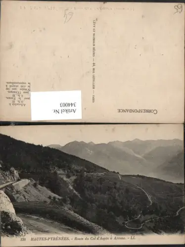 344003,Midi-Pyrenees Hautes-Pyrenees Route du Col d'Aspin a Arreau Bergkulisse
