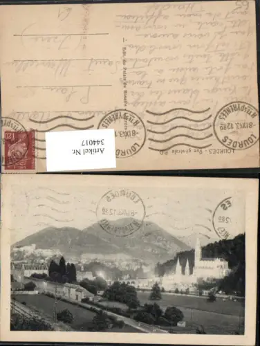 344017,Midi-Pyrenees Hautes-Pyrenees Lourdes Vue generale Totale Kirche Bergkulisse