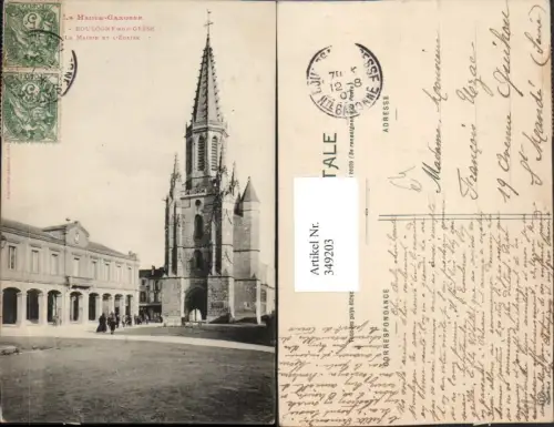349203,Midi-Pyrenees Haute-Garonne Boulogne-sur-Gesse La Mairie et l'Eglise Kirche Rathaus