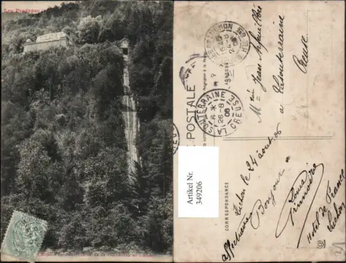 349206,Midi-Pyrenees Haute-Garonne Luchon Le Funiculaire de la Chaumiere et l'Hotel Bergbahn