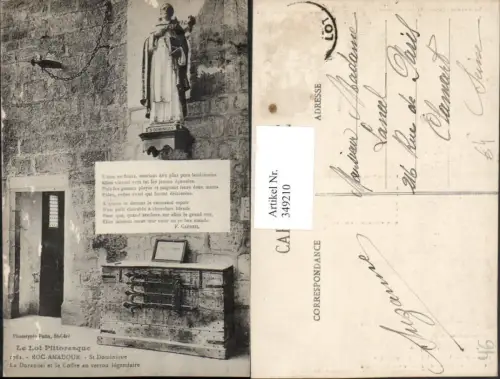 349210,Midi-Pyrenees Lot Roc-Amadour St Dominique Statue