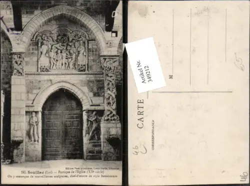 349212,Midi-Pyrenees Lot Souillac Portique de l'Eglise Kirchenportal