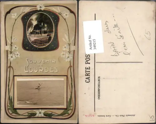 349215,Midi-Pyrenees Hautes-Pyrenees Lourdes Grotte Foto aufgeklebt Boot