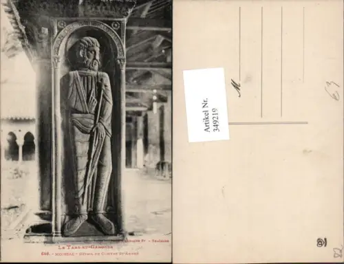 349219,Midi-Pyrenees Tarn-et-Garonne Moissac Detail du Cloitre St-Andre Kloster Relief Statue