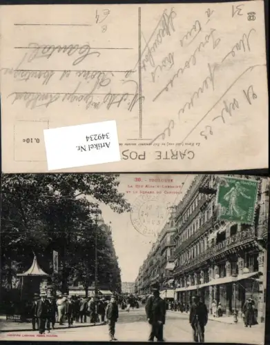 349234,Midi-Pyrenees Haute-Garonne Toulouse La Rue Alsace-Lorraine et le Square du Capitole