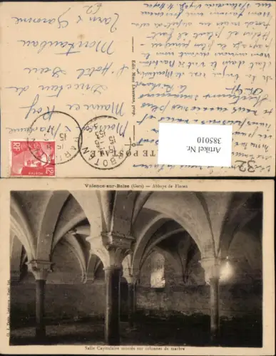 385010,Midi-Pyrenees Gers Valence-sur-Baise Abbaye de Flaran Salle Capitulaire Abtei Säulen