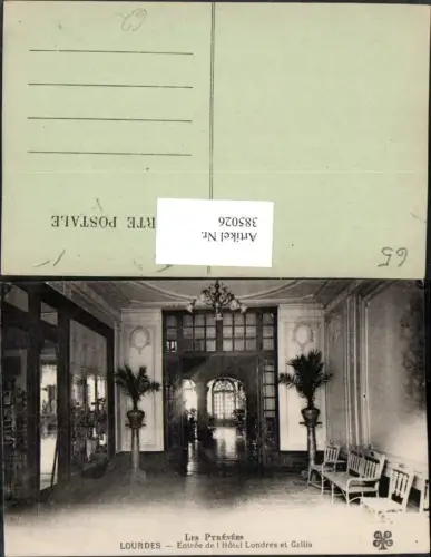 385026,Midi-Pyrenees Hautes-Pyrenees Lourdes Entree de Hotel Londres et Gallia